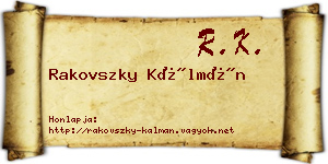 Rakovszky Kálmán névjegykártya
